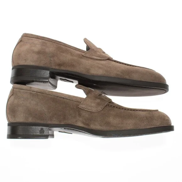 Di Bianco NWB Miseno Cashmere Suede Penny Loafers Size 41.5 (US 8.5) Bark Brown